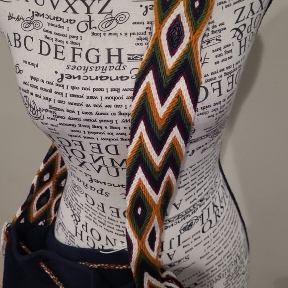 Boho crochet and woven bag colorful artsy everyday casual beachy Tote - Picture 3 of 12